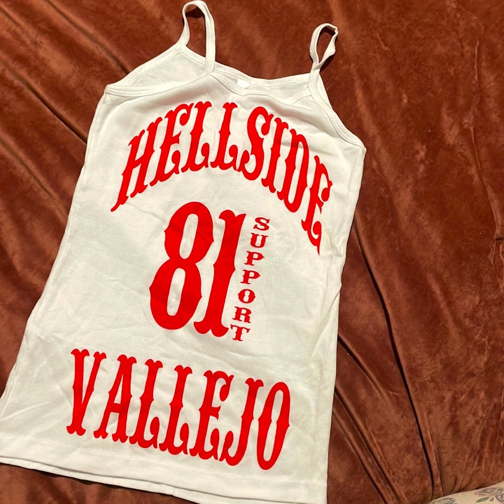 Medium red and white 81 support tank top NWOT